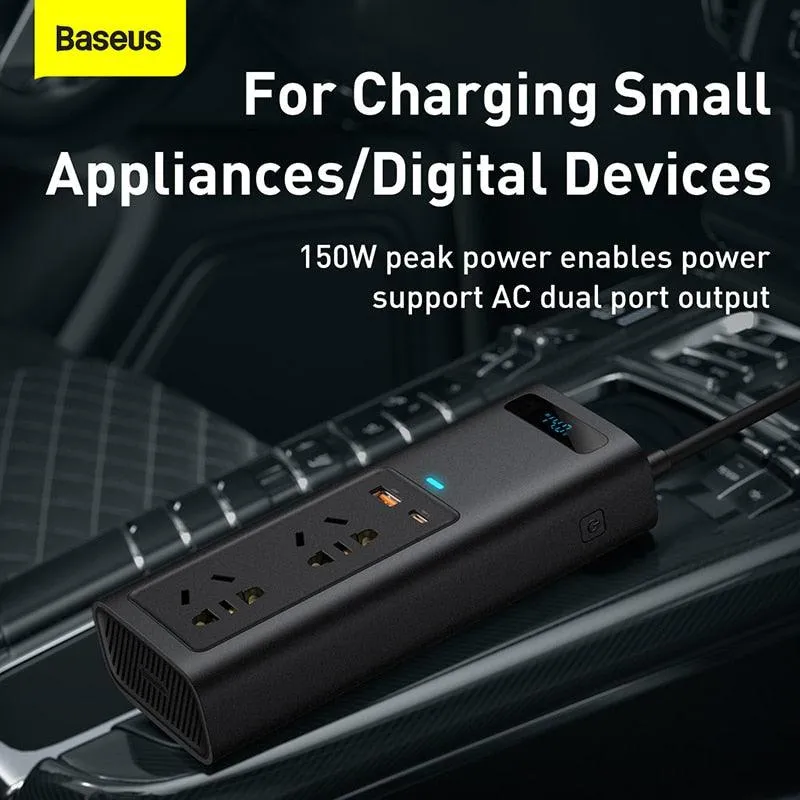 150W Car Power Inverter with LED Display - The Essential Travel Companion for All Your Charging Needs