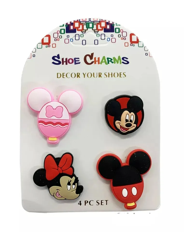 4 Pcs Disney Mickey & Minie Cartoon Design Shoe Charms For Croc, Bracelet, Shoe