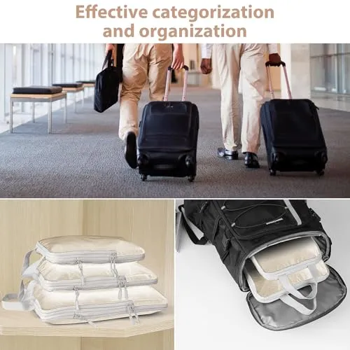 8 Set Compression Packing Cubes, Double Zipper Compression Design Space Saving, Packing Cubes for Travel Compression for Sorting and Organizing Travel Luggage Items