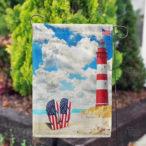 American Summer Flip Flops Double Sided Garden Flag