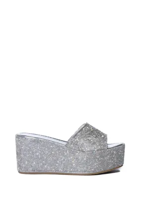 ARROW-SILVER CRYSTAL FLATFORM SANDAL