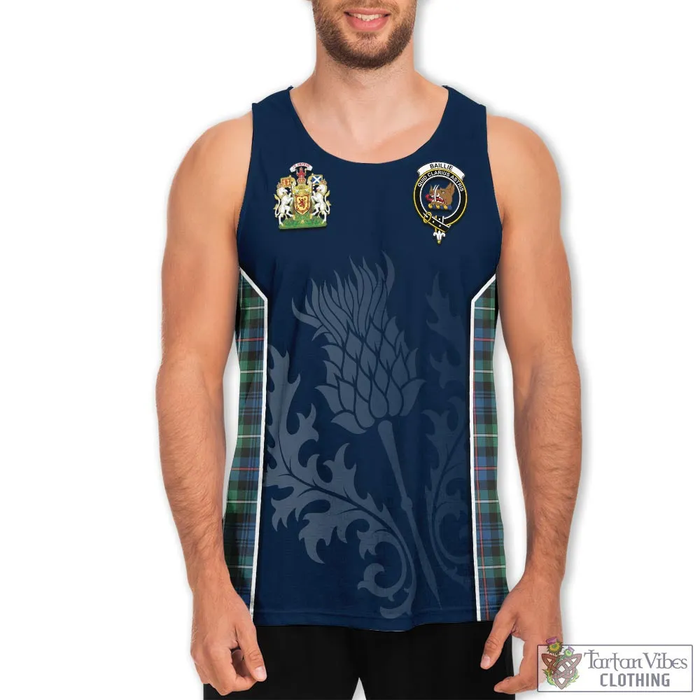 Baillie Ancient Tartan Men's Tanks Top with Family Crest and Scottish Thistle Vibes Sport Style