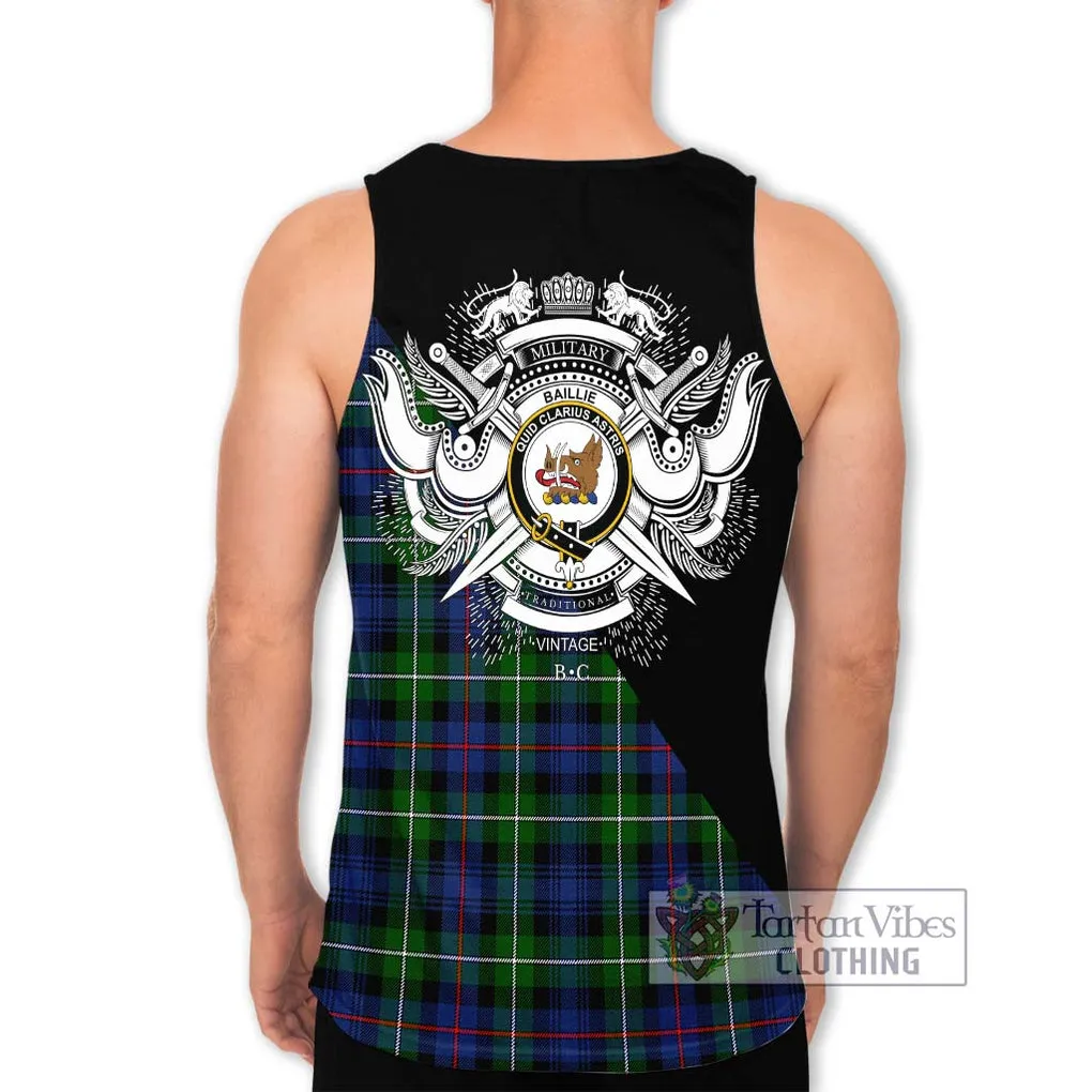 Baillie Tartan Men's Tank Top with Family Crest and Military Logo Style