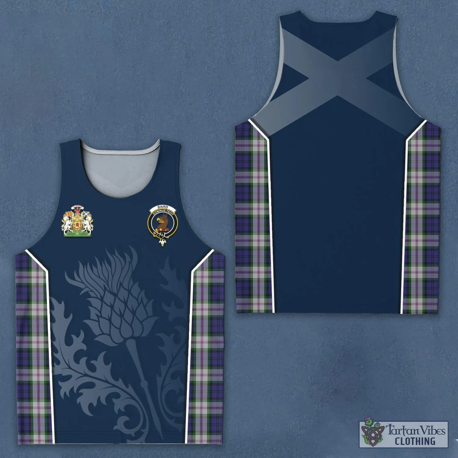 Baird Dress Tartan Men's Tanks Top with Family Crest and Scottish Thistle Vibes Sport Style