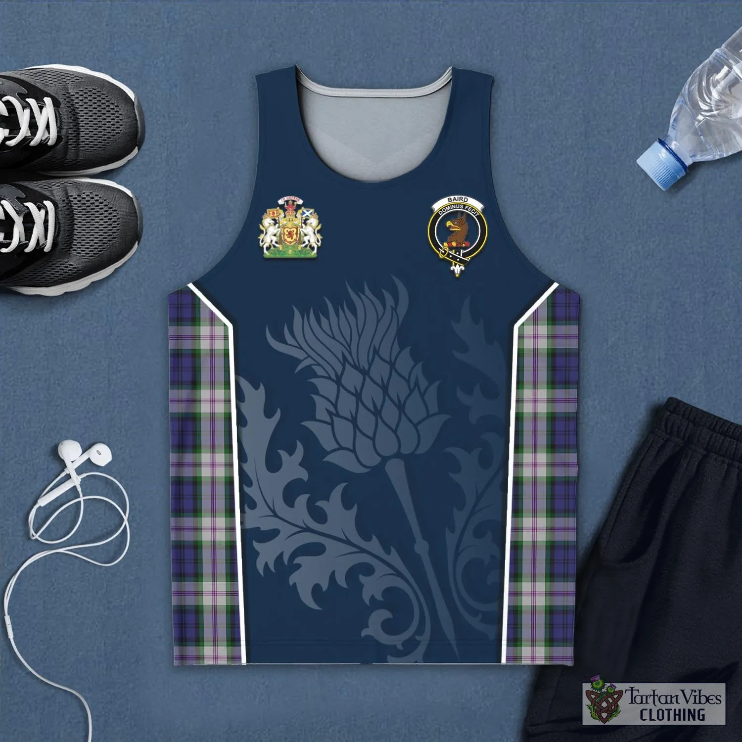 Baird Dress Tartan Men's Tanks Top with Family Crest and Scottish Thistle Vibes Sport Style