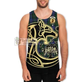 Baird Tartan Men's Tank Top with Family Crest Celtic Wolf Style