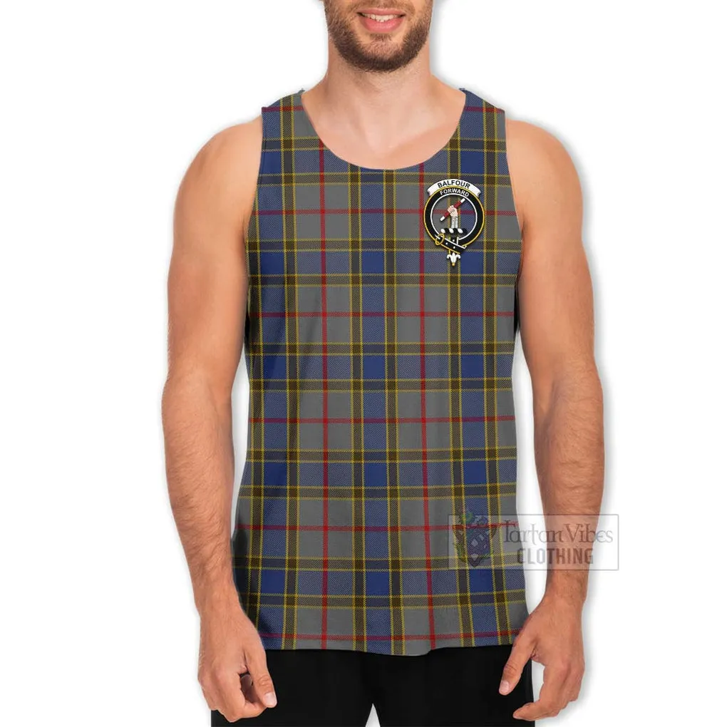 Balfour Tartan Men's Tank Top with Family Crest Celtic Skull Style