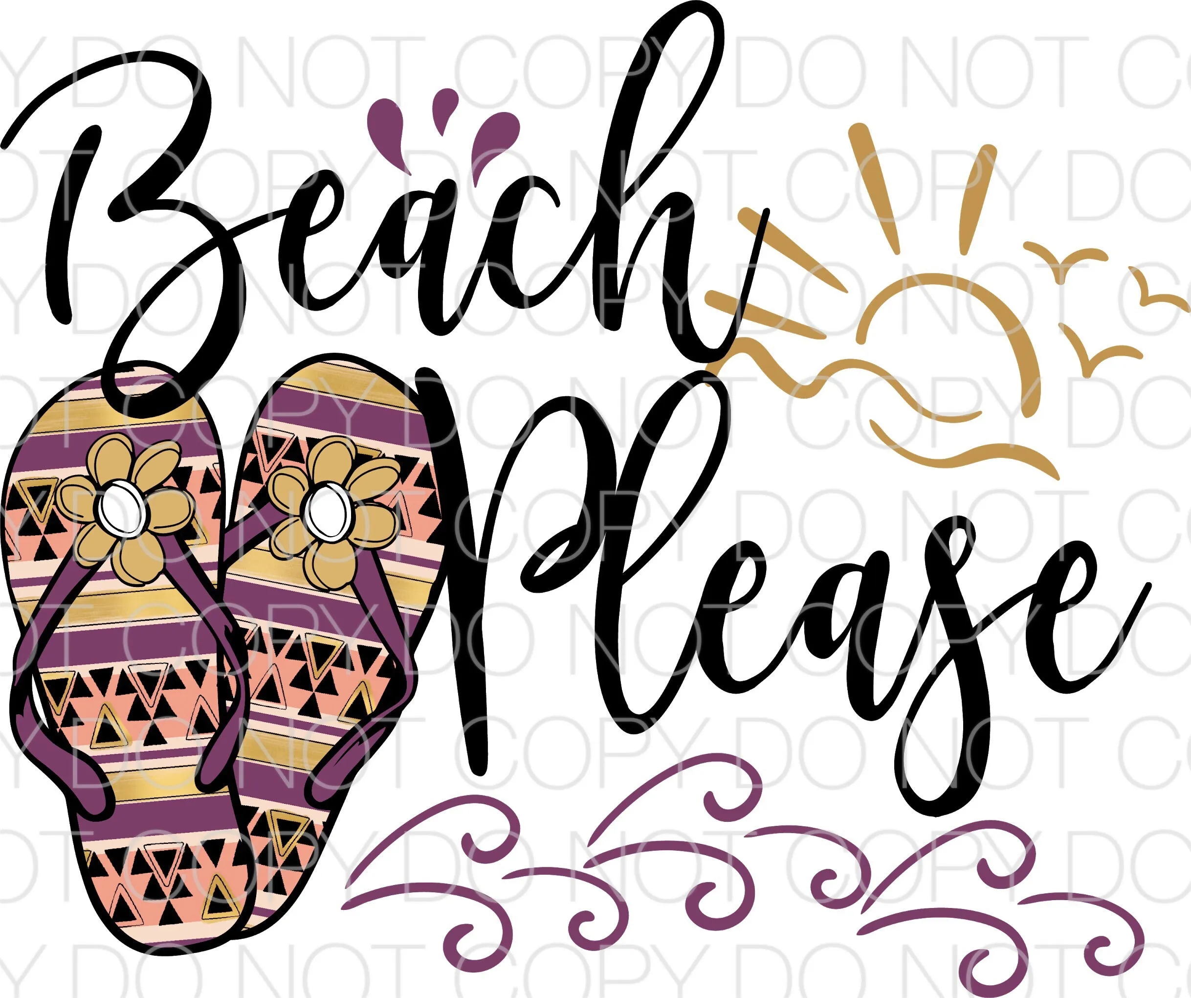 Beach Please Flip Flops Transfer Sheet