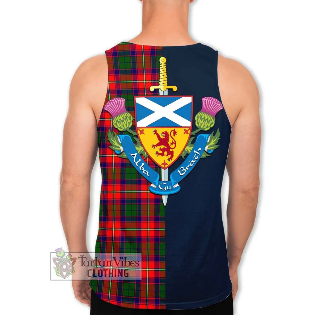 Belshes Tartan Men's Tank Top Alba with Scottish Lion Royal Arm Half Style