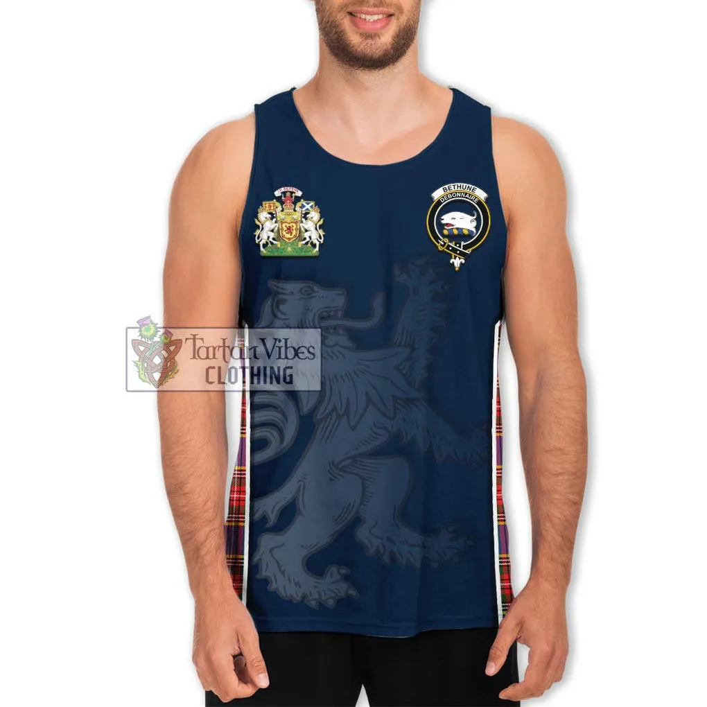 Bethune Tartan Men's Tank Top with Family Crest and Lion Rampant Vibes Sport Style