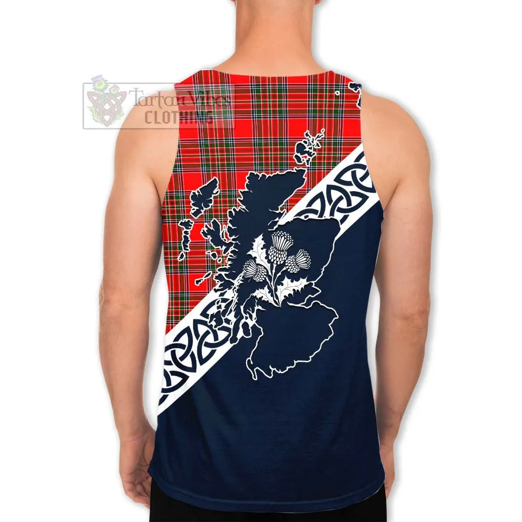 Binning Tartan Men's Tank Top Featuring Thistle and Scotland Map