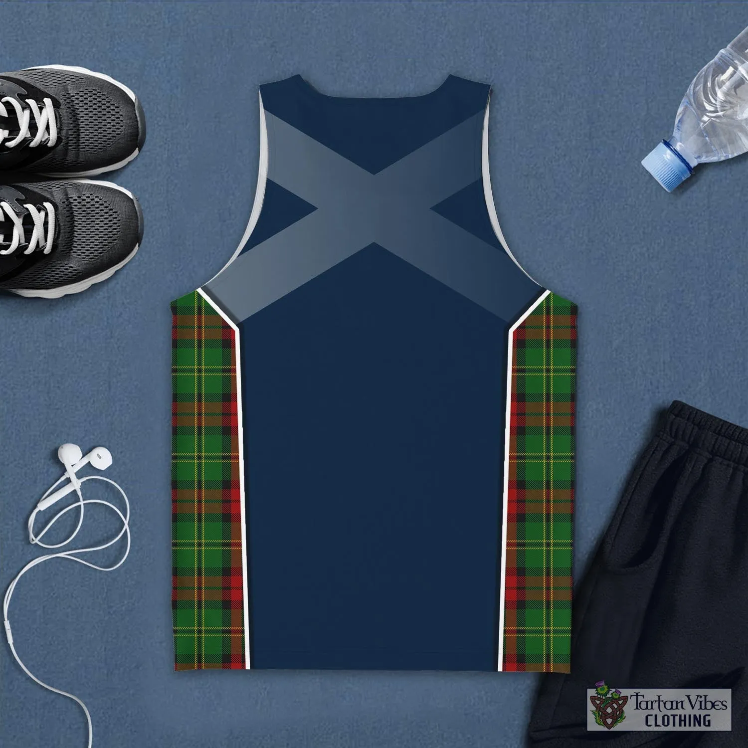 Blackstock Hunting Tartan Men's Tanks Top with Family Crest and Scottish Thistle Vibes Sport Style