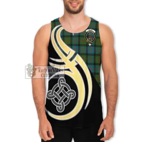 Blair Ancient Tartan Men's Tank Top with Family Crest and Celtic Symbol Style