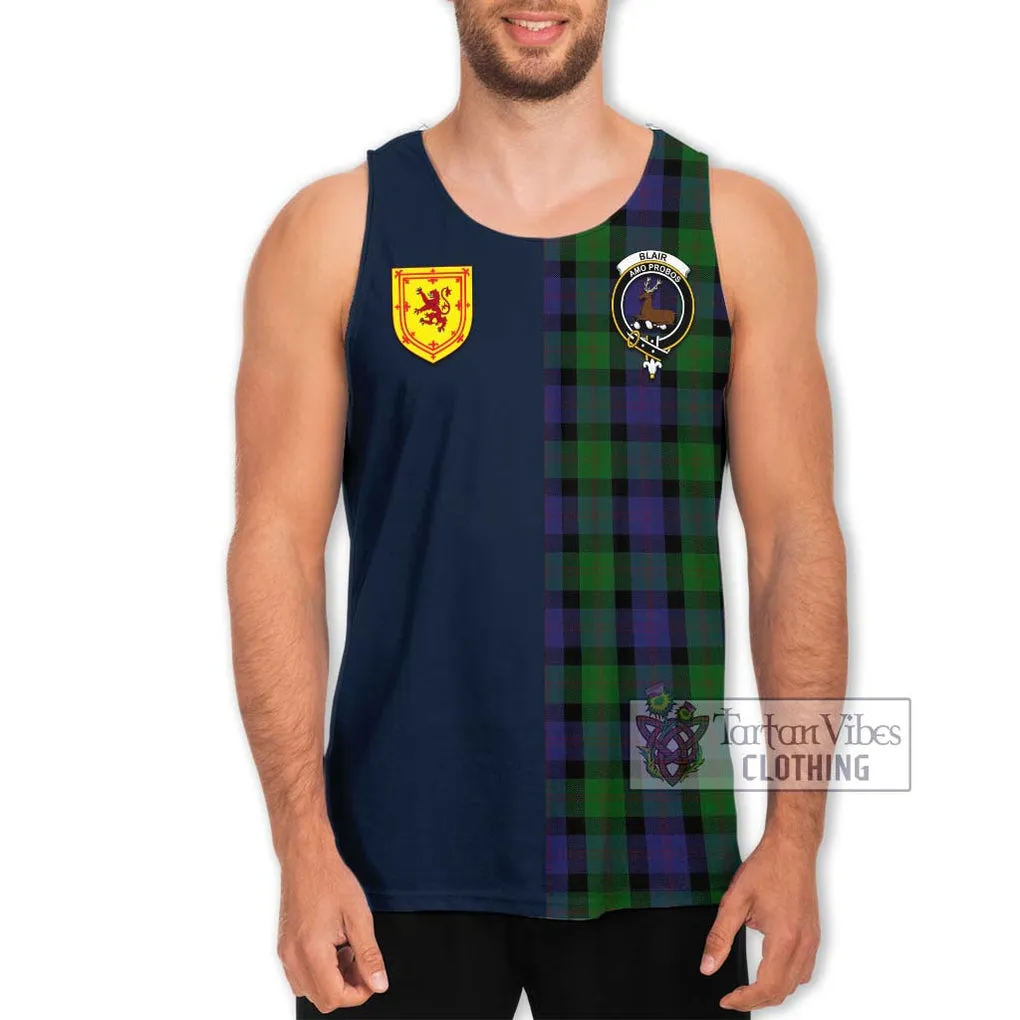 Blair Tartan Men's Tank Top Alba with Scottish Lion Royal Arm Half Style