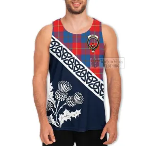 Blane Tartan Men's Tank Top Featuring Thistle and Scotland Map