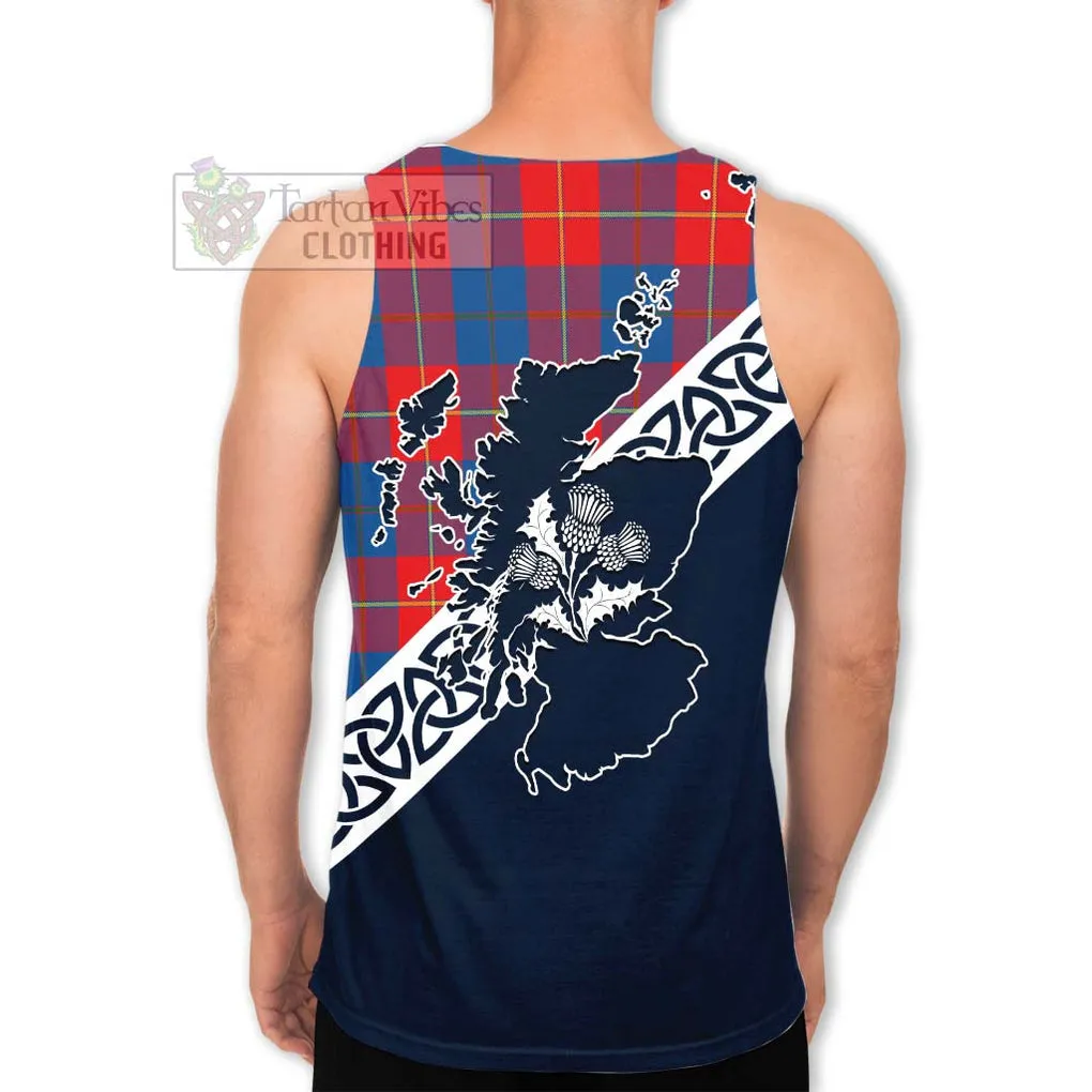 Blane Tartan Men's Tank Top Featuring Thistle and Scotland Map