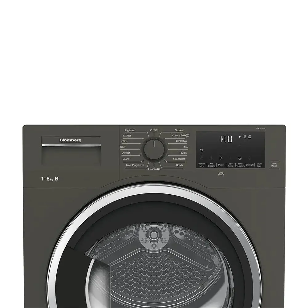 Blomberg LTK38030G 8kg Condenser Tumble Dryer  Graphite