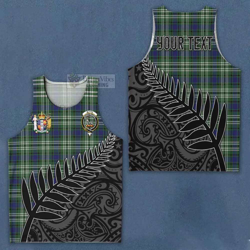 Blyth Crest Tartan Men's Tank Top with New Zealand Silver Fern Half Style