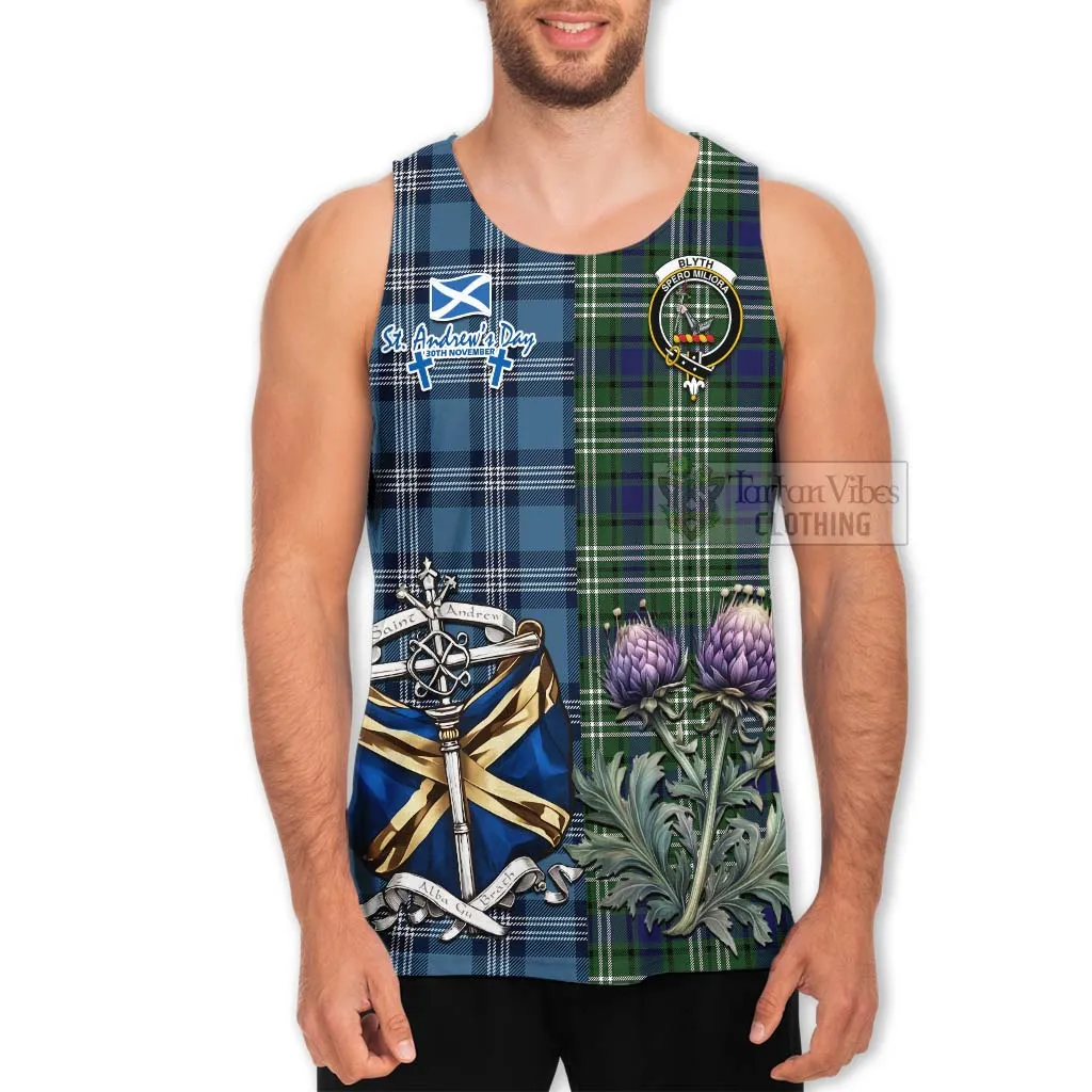 Blyth Tartan Men's Tank Top Happy St. Andrew's Day Half Tartan Style