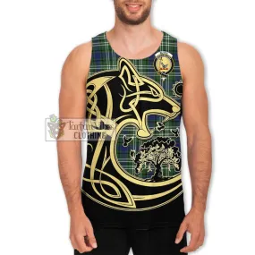 Blyth Tartan Men's Tank Top with Family Crest Celtic Wolf Style