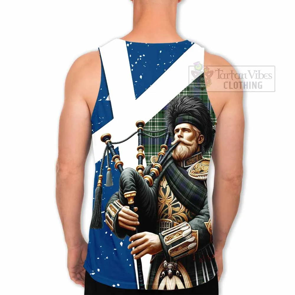 Blyth Tartan Men's Tank Top with Family Crest Scottish Bagpiper Vibes