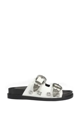 BOCARATON-WHITE STUDDED SANDAL