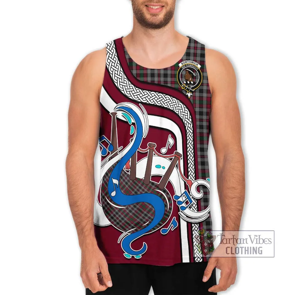 Borthwick Tartan Men's Tank Top with Epic Bagpipe Style