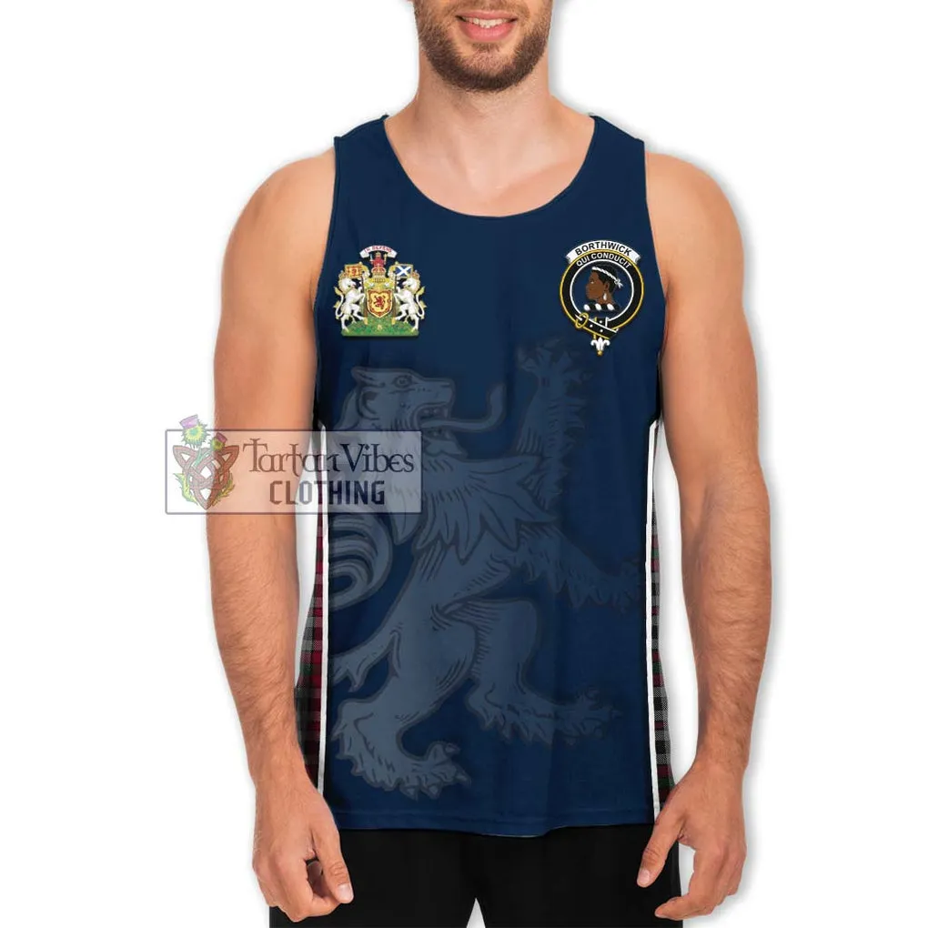 Borthwick Tartan Men's Tank Top with Family Crest and Lion Rampant Vibes Sport Style