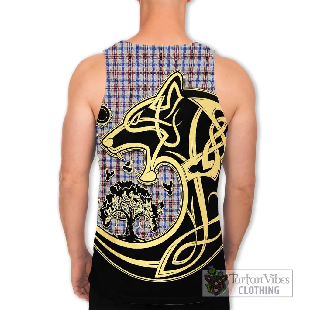 Boswell Tartan Men's Tank Top with Family Crest Celtic Wolf Style