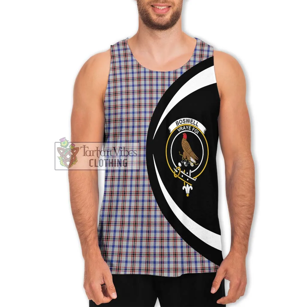 Boswell Tartan Men's Tank Top with Family Crest Circle Style