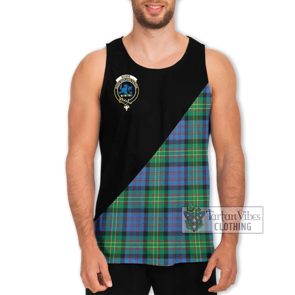 Bowie Ancient Tartan Men's Tank Top with Family Crest and Military Logo Style