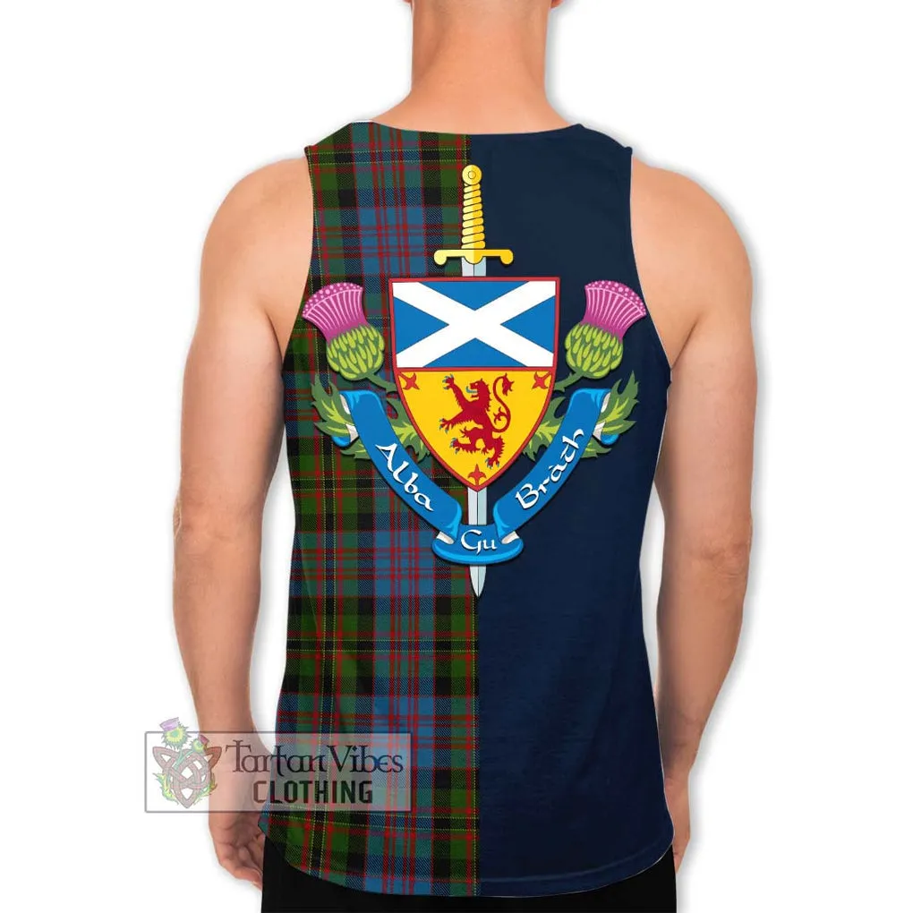 Bowie Tartan Men's Tank Top Alba with Scottish Lion Royal Arm Half Style