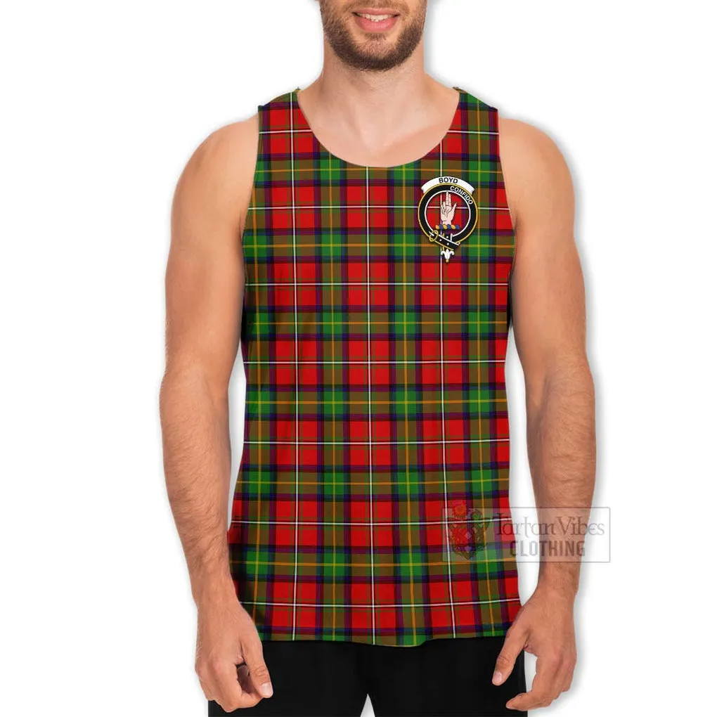 Boyd Tartan Men's Tank Top with Family Crest Celtic Skull Style