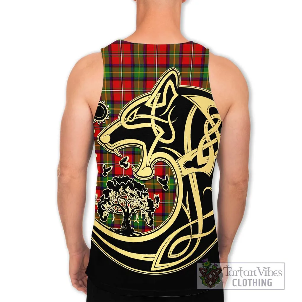 Boyd Tartan Men's Tank Top with Family Crest Celtic Wolf Style