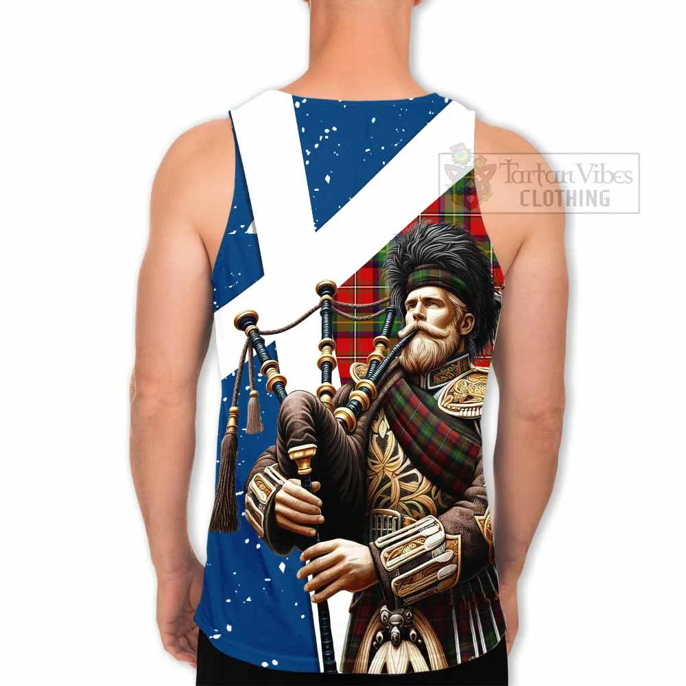 Boyd Tartan Men's Tank Top with Family Crest Scottish Bagpiper Vibes