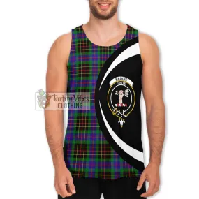 Brodie Hunting Modern Tartan Men's Tank Top with Family Crest Circle Style