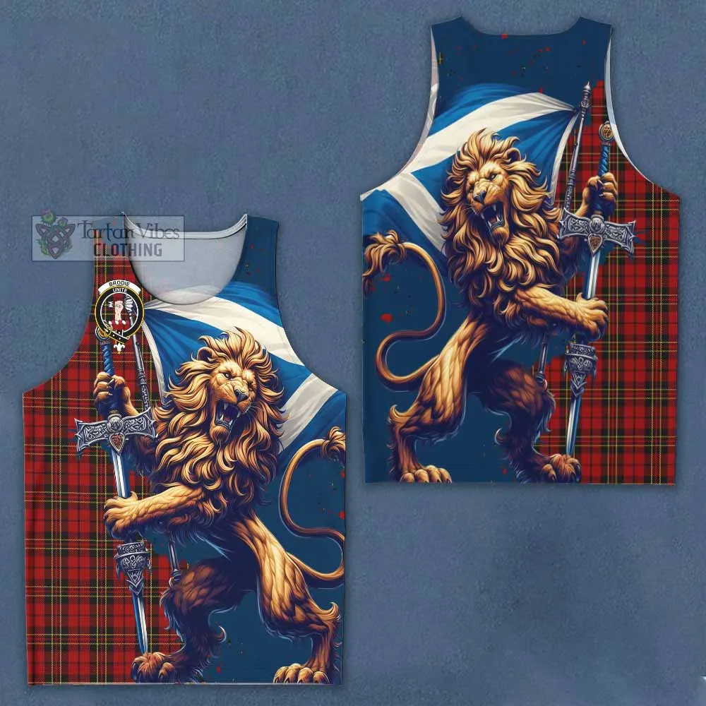 Brodie Tartan Family Crest Men's Tank Top with Scottish Majestic Lion