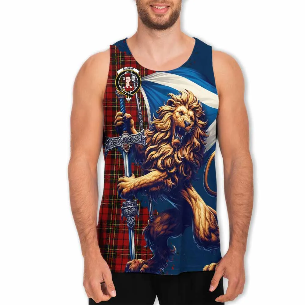 Brodie Tartan Family Crest Men's Tank Top with Scottish Majestic Lion