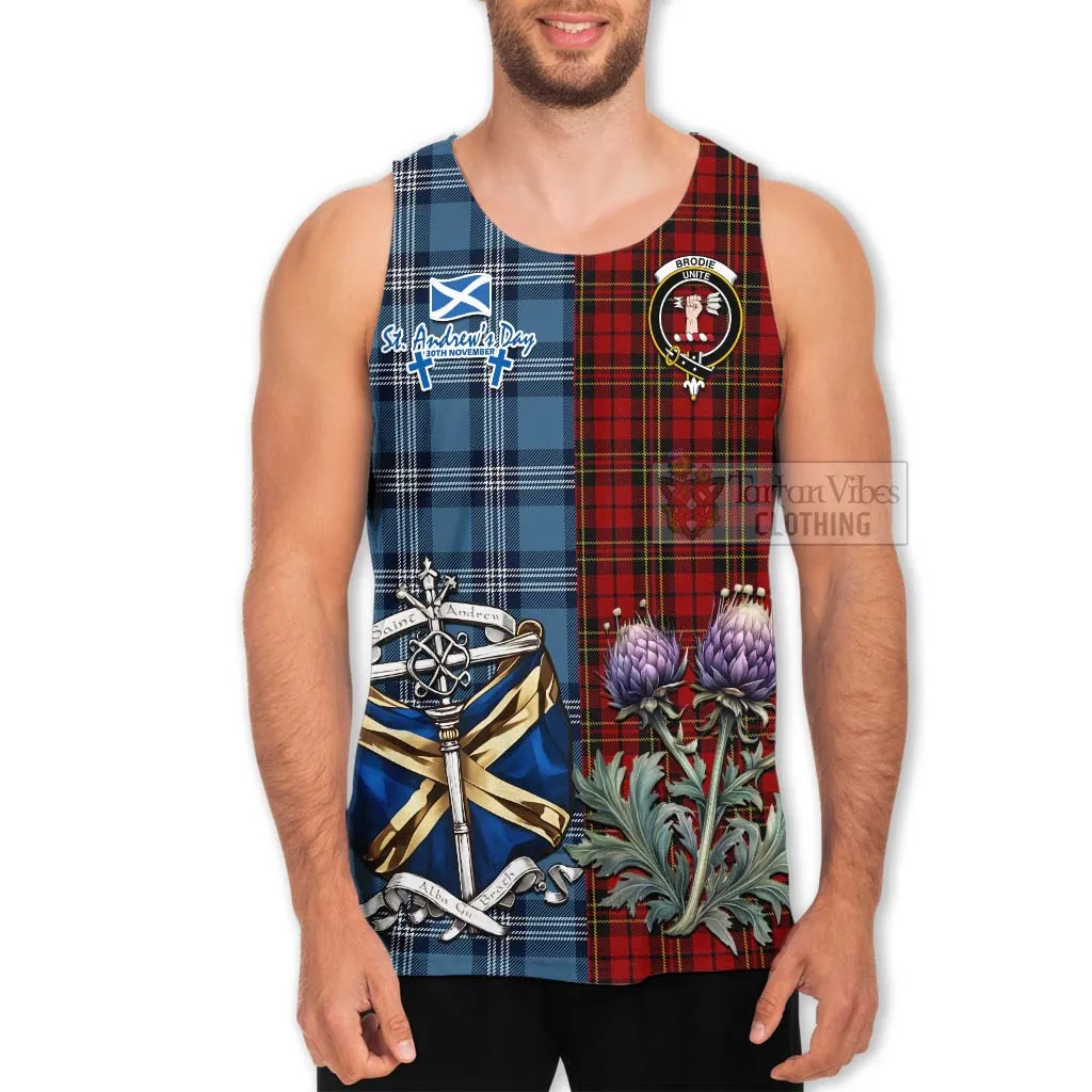 Brodie Tartan Men's Tank Top Happy St. Andrew's Day Half Tartan Style