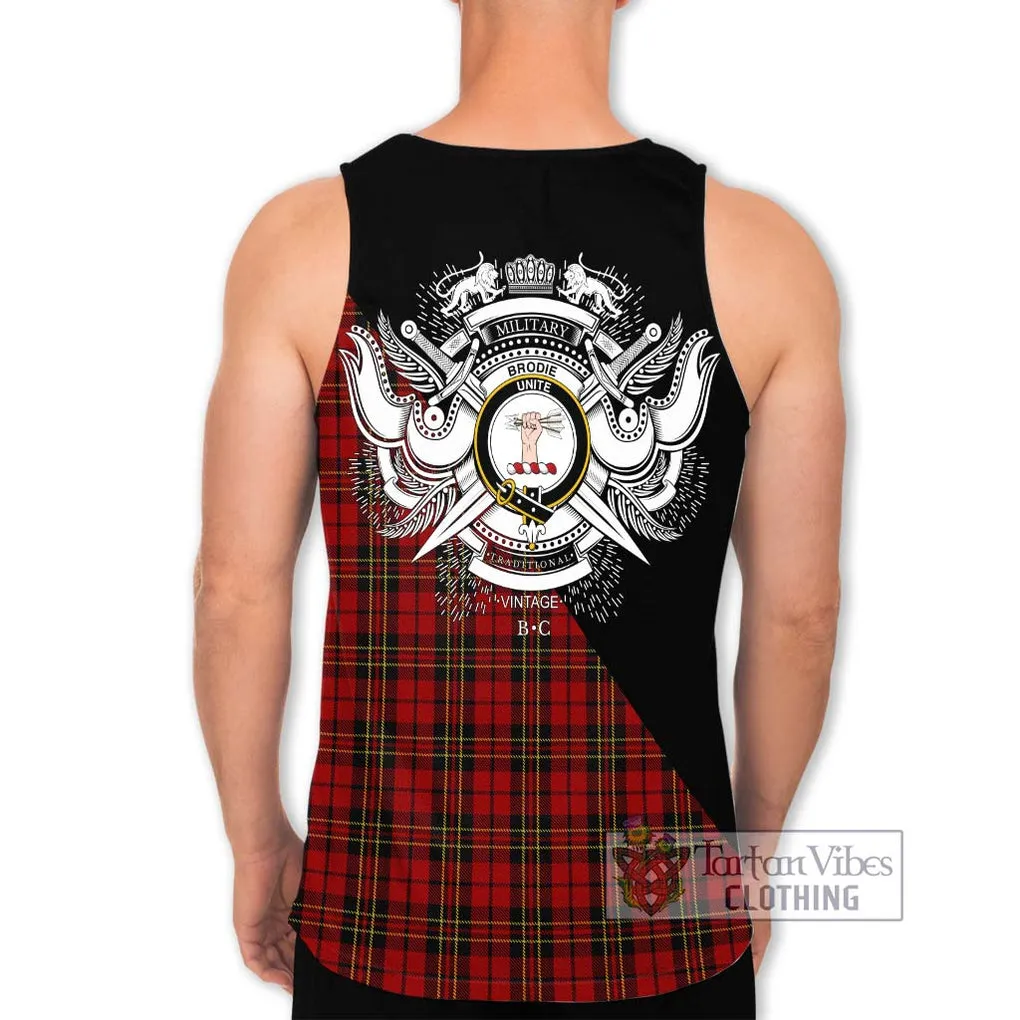 Brodie Tartan Men's Tank Top with Family Crest and Military Logo Style