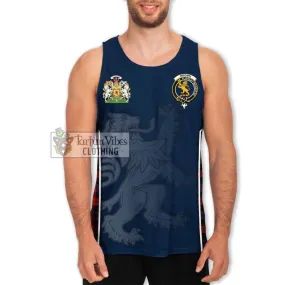 Brown (Broun) Tartan Men's Tank Top with Family Crest and Lion Rampant Vibes Sport Style