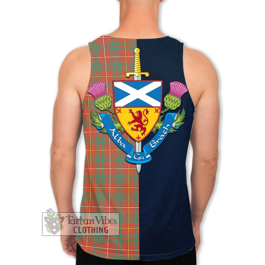 Bruce Ancient Tartan Men's Tank Top Alba with Scottish Lion Royal Arm Half Style