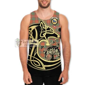 Bruce Ancient Tartan Men's Tank Top with Family Crest Celtic Wolf Style