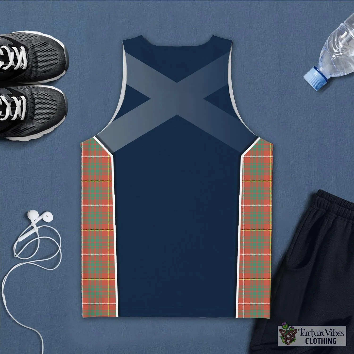 Bruce Ancient Tartan Men's Tanks Top with Family Crest and Scottish Thistle Vibes Sport Style