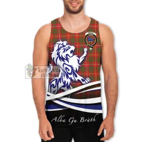 Bruce Modern Tartan Men's Tank Top with Alba Gu Brath Regal Lion Emblem