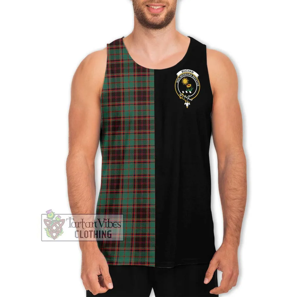 Buchan Ancient Tartan Men's Tank Top with Family Crest and Half Of Me Style