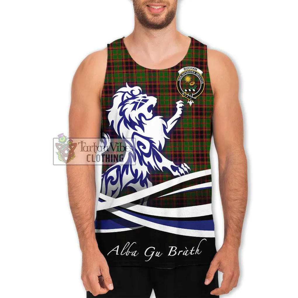 Buchan Tartan Men's Tank Top with Alba Gu Brath Regal Lion Emblem