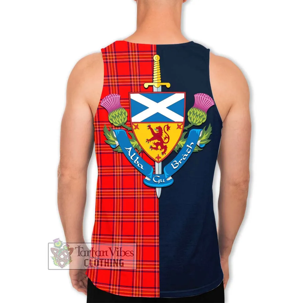 Burnett Modern Tartan Men's Tank Top Alba with Scottish Lion Royal Arm Half Style