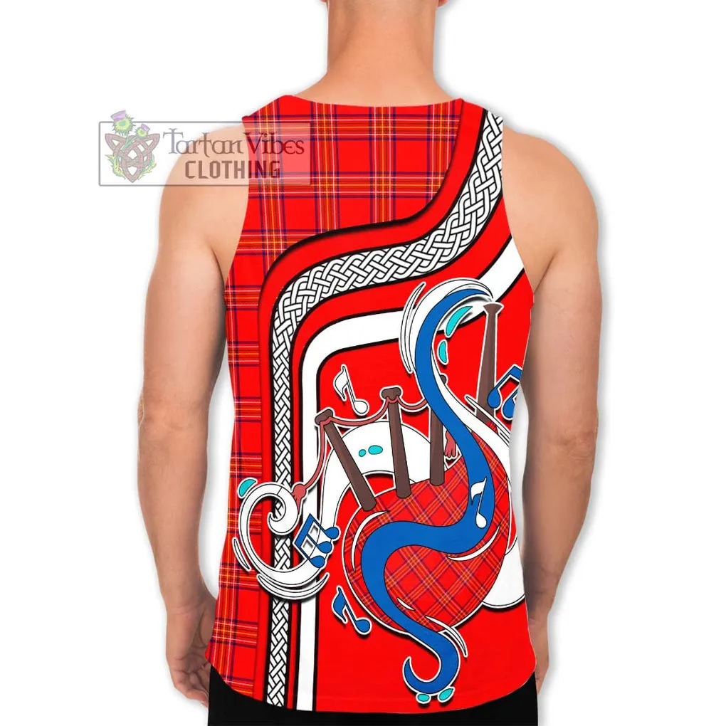 Burnett Modern Tartan Men's Tank Top with Epic Bagpipe Style