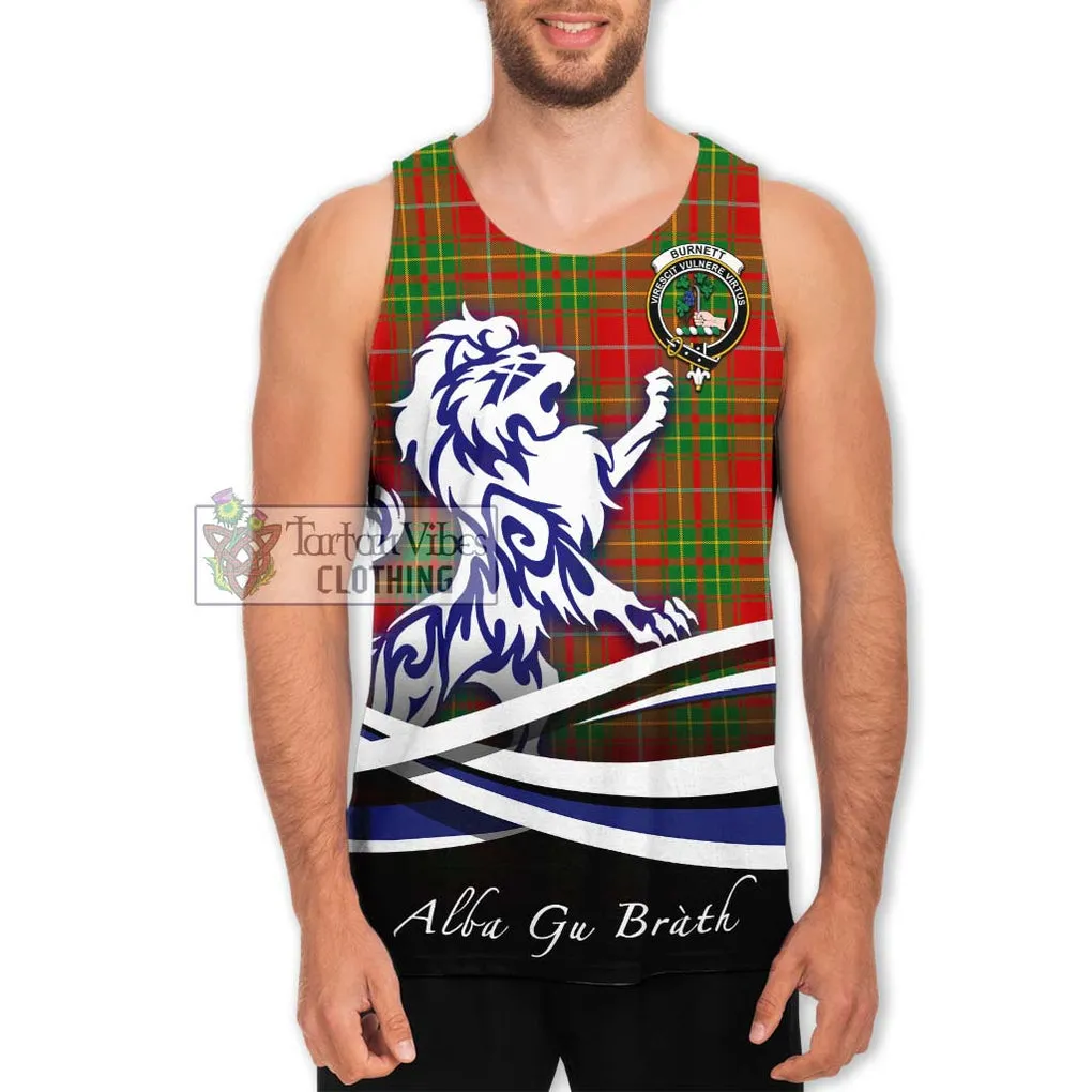 Burnett Tartan Men's Tank Top with Alba Gu Brath Regal Lion Emblem